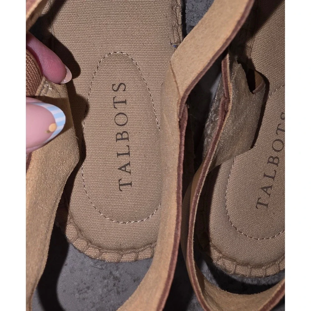 Talbots Izzy d'Orsay Espadrilles Floral Embroidered Chambray Sandals 9M